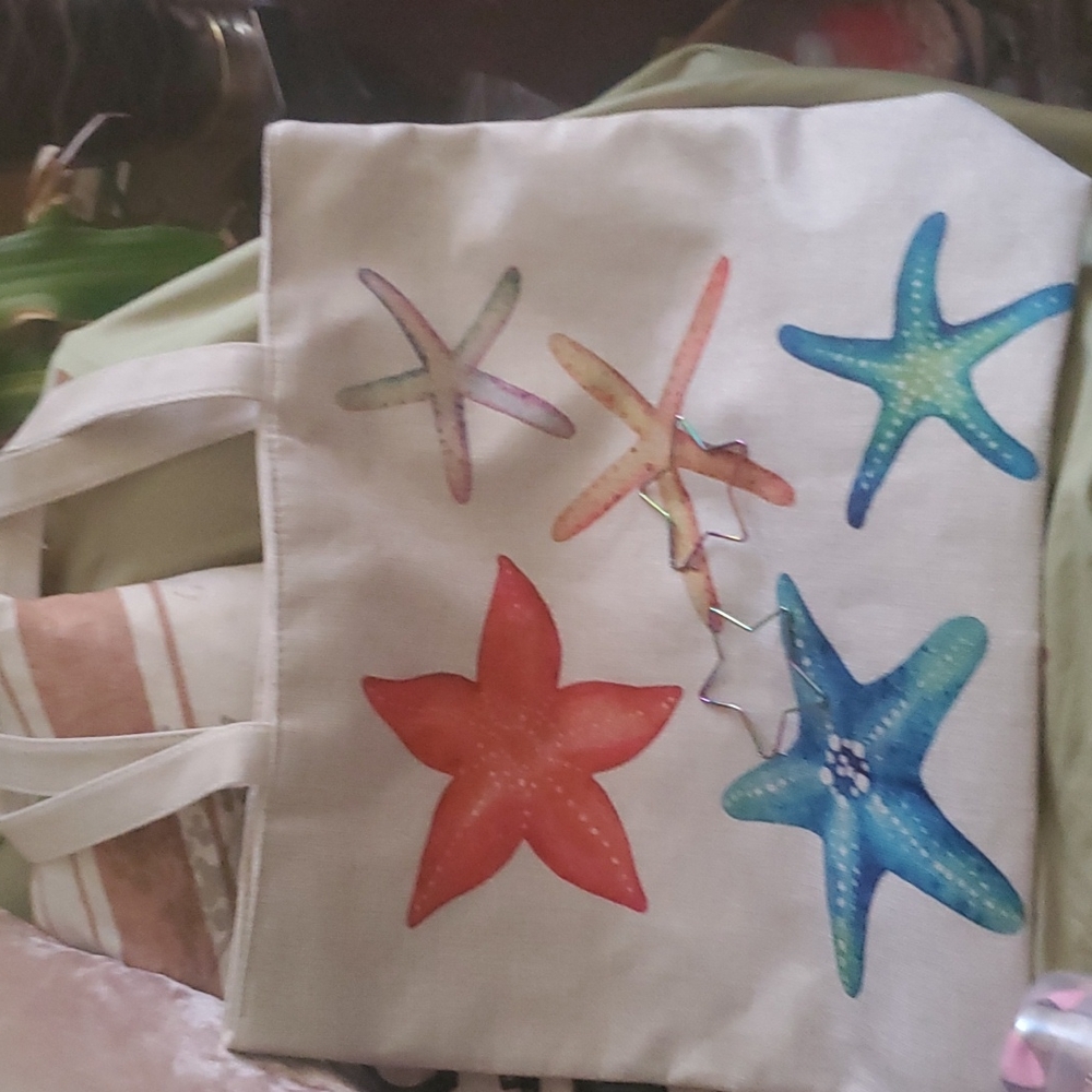 Starfish tote bag 15"×18" with 11" drop handle